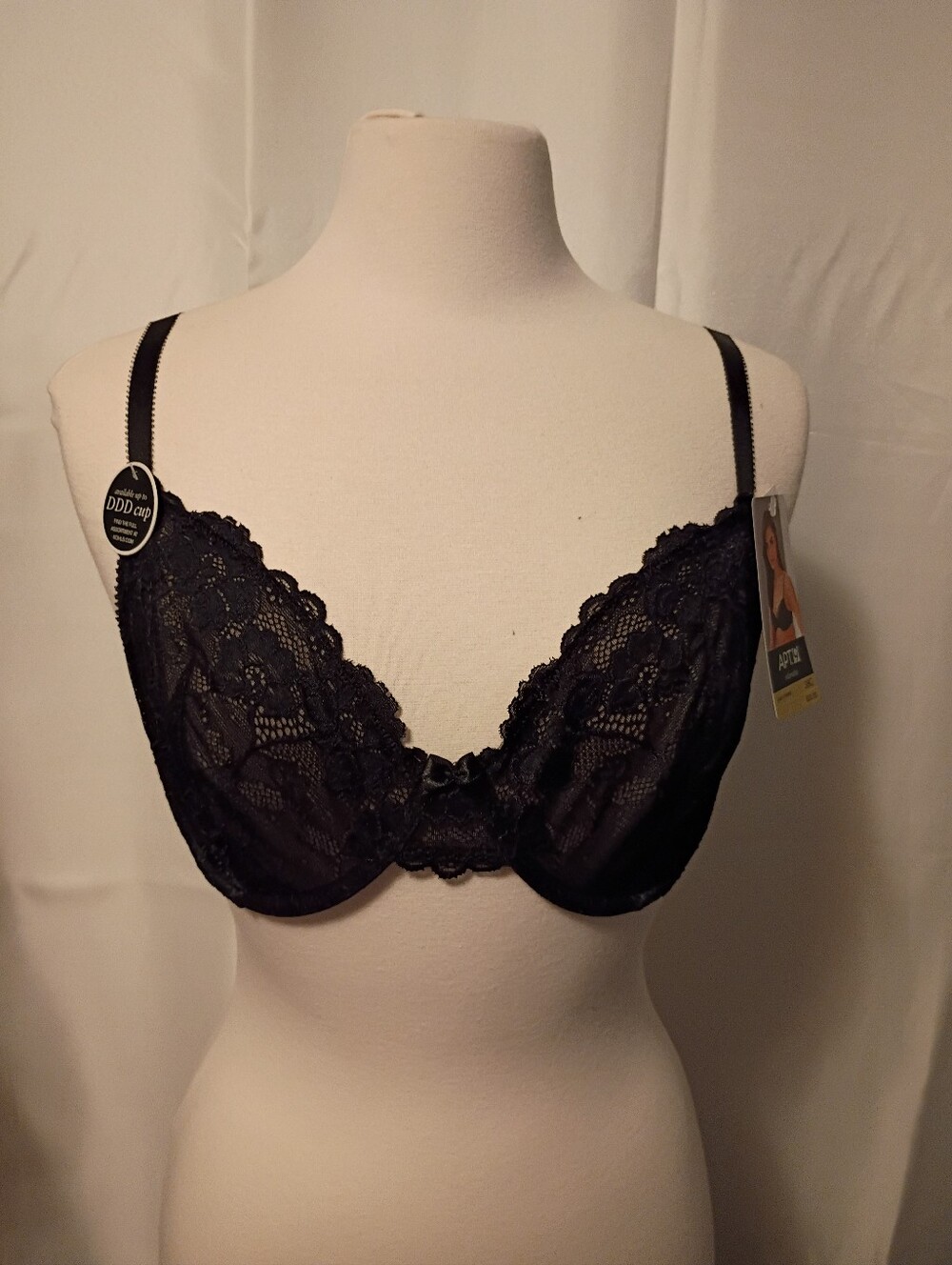 Apt 9 Intimates Black Luxe Lace Unlined Underwire Bra 38C NWT